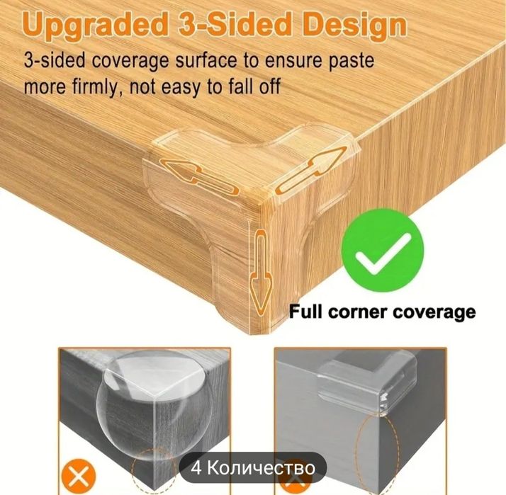 Комплект силиконови ъгли за мебели.