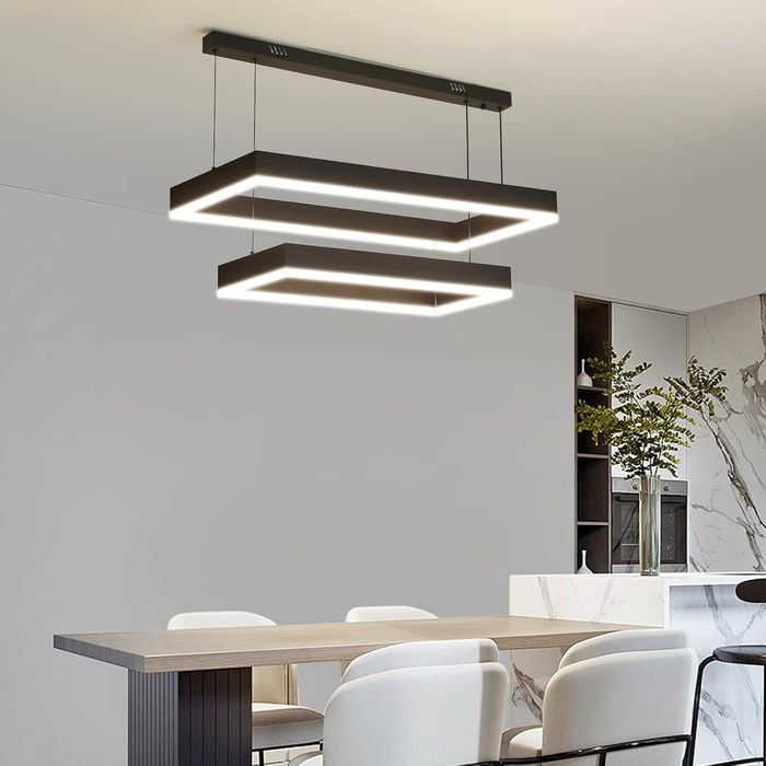 Модерен LED полилей Fordeson, димируем с дистанционно, 2 слоя