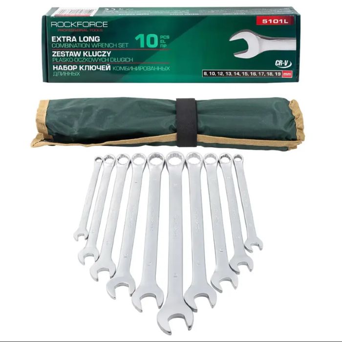 Удължени звездогаечни ключове 10 части 8-19мм ROCKFORCE