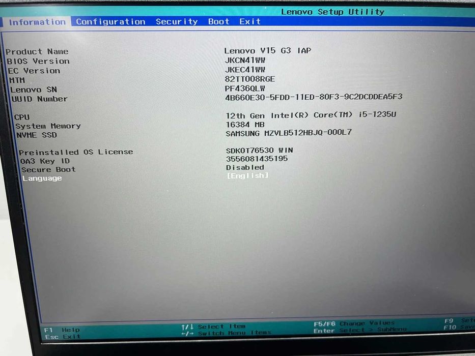 Laptop SH Lenovo Ideapad V15 i5-1235U 16gb RAM SSD 512gb NVME
