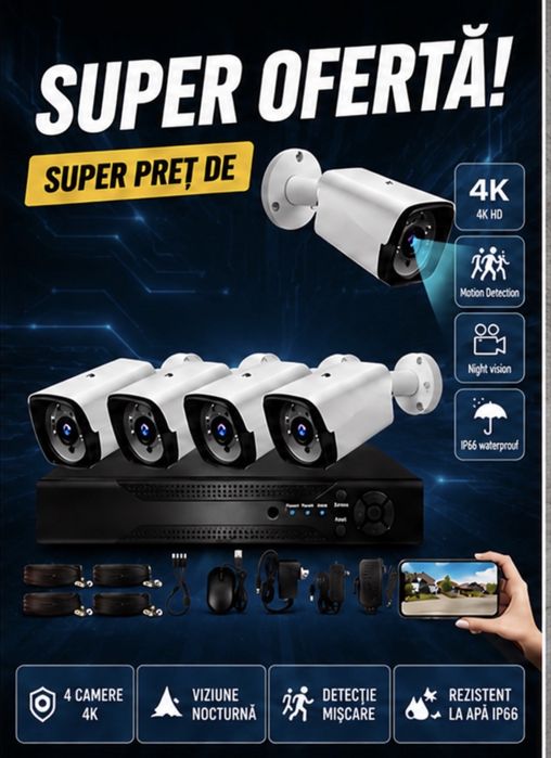 Vindem si Montam Camere Supraveghere Video KIT Complet 4/8/12 CAMERE .Garantie 3 ani !!
