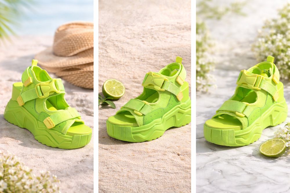 Неоновые босоножки на платформе