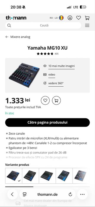 Mixer analogic Yamaha MG10XU / NOU