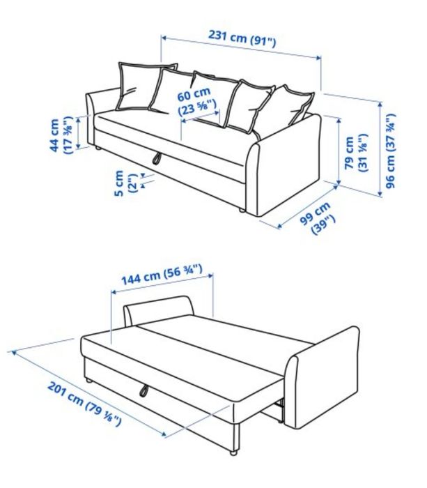 Ikea HOLMSUND 3-местен разтегателен диван