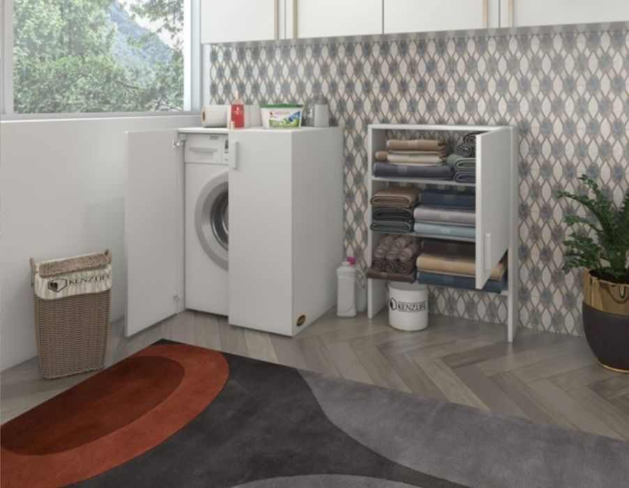 Шкаф за пералня с рафтове и капак (Доставка на всяка страна в България