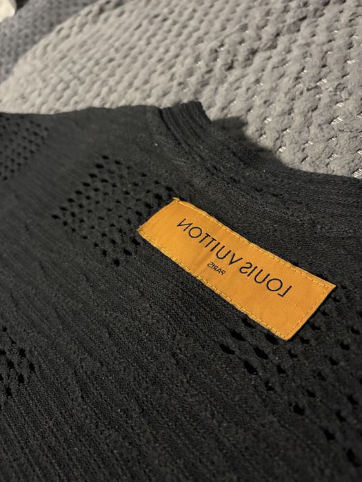 Louis Vuitton Black Textured Knit T-Shirt
