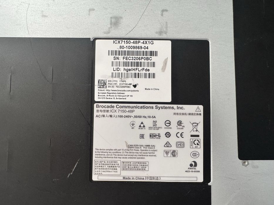 Switch POE + Brocade Ruckus ICX7150  48p Management  L3 Gigabit