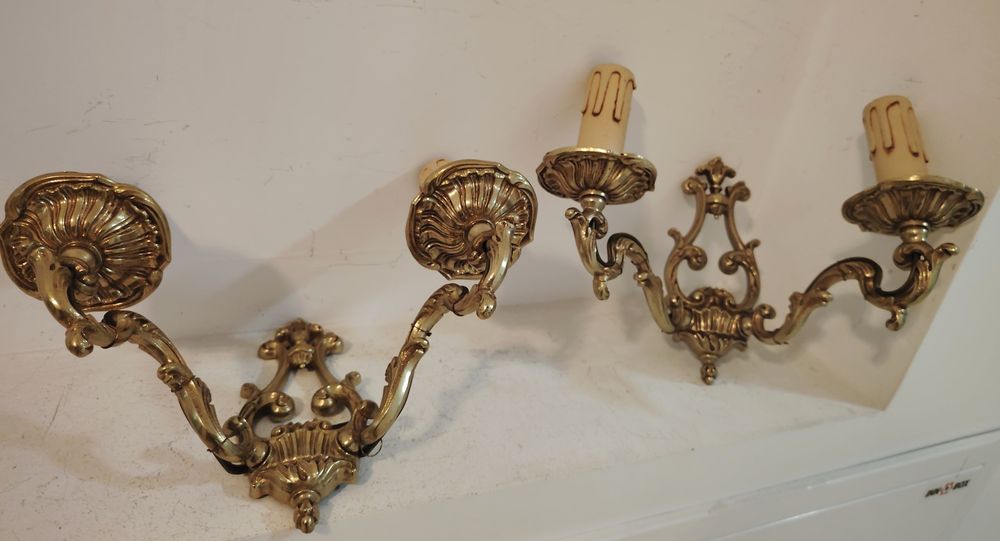 Pereche de aplice deosebita in stilul francez Louis din bronz masiv,pi
