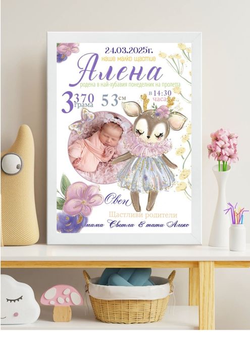 Бебешки визитки в рамка