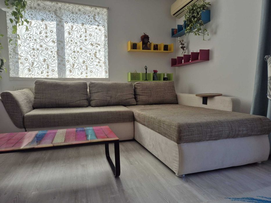 Colțar extensibil Mobexpert, modular, maro-bej