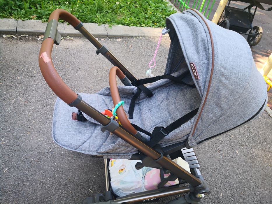 Количка Cangaroo icon 3 в 1-зимен, летен кош, столче за колата, чанта