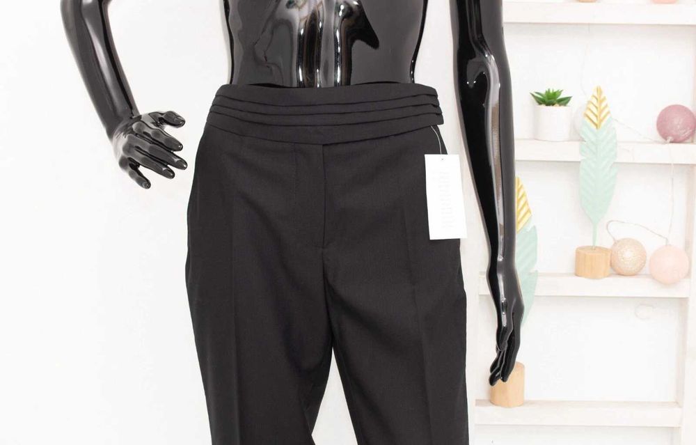 Viktor & Rolf By H&M дамски панталон от вълна черен сатенена лента 38