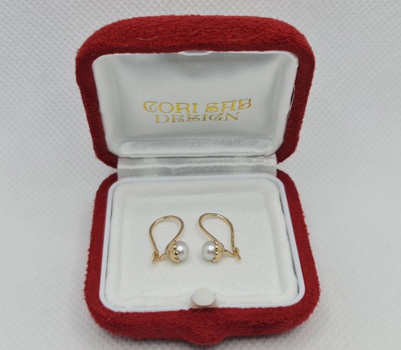 Cercei de aur galben14k cu perlă naturală pentru fetițe