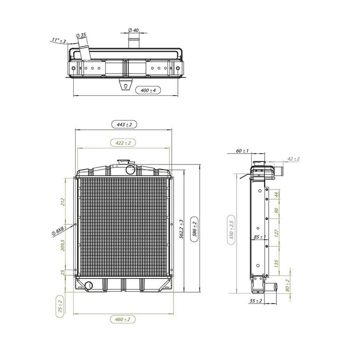 Radiator racire apa 4 randuri de celule pentru Fiat 315, 411, 415