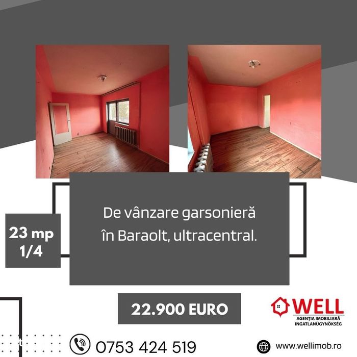 De vânzare garsonieră în Baraolt, ultracentral.