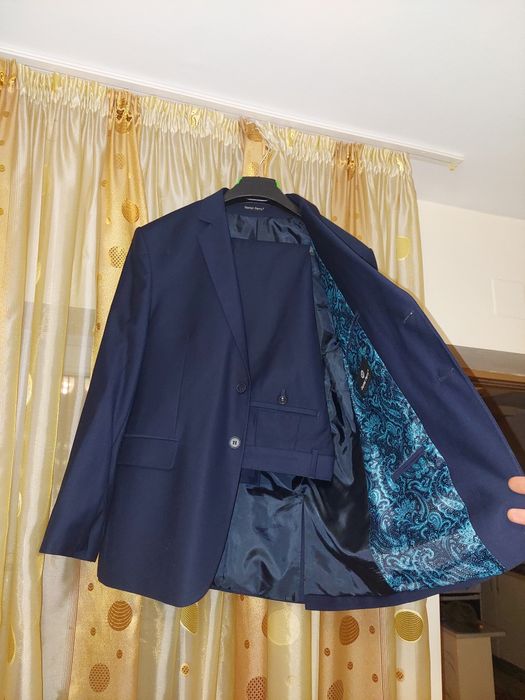 Costum de nunta sacou și pantaloni albastru Daniel Perry mărimea L