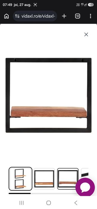 Rafturi de perete 2 buc. 40x24x35 cm lemn masiv acacia/oțel