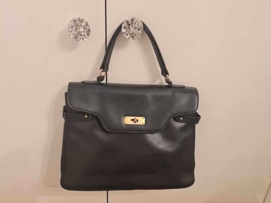 Geanta piele naturala neagra