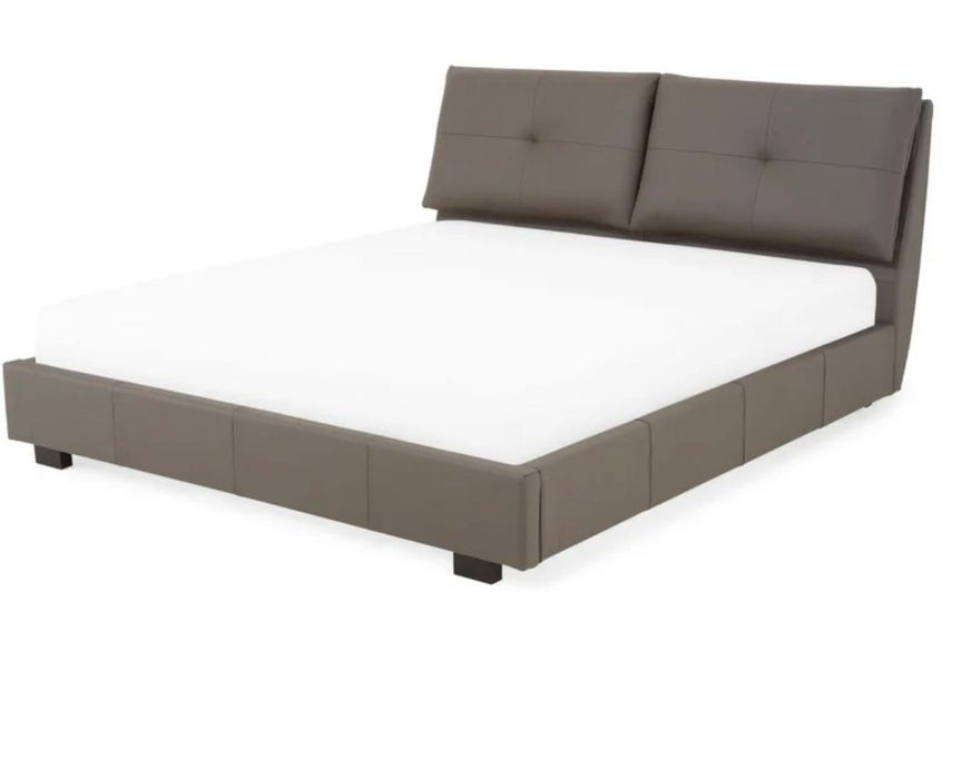 Mobexpert Grant pat tapitat piele gri cu somiera inclusa 180x200cm