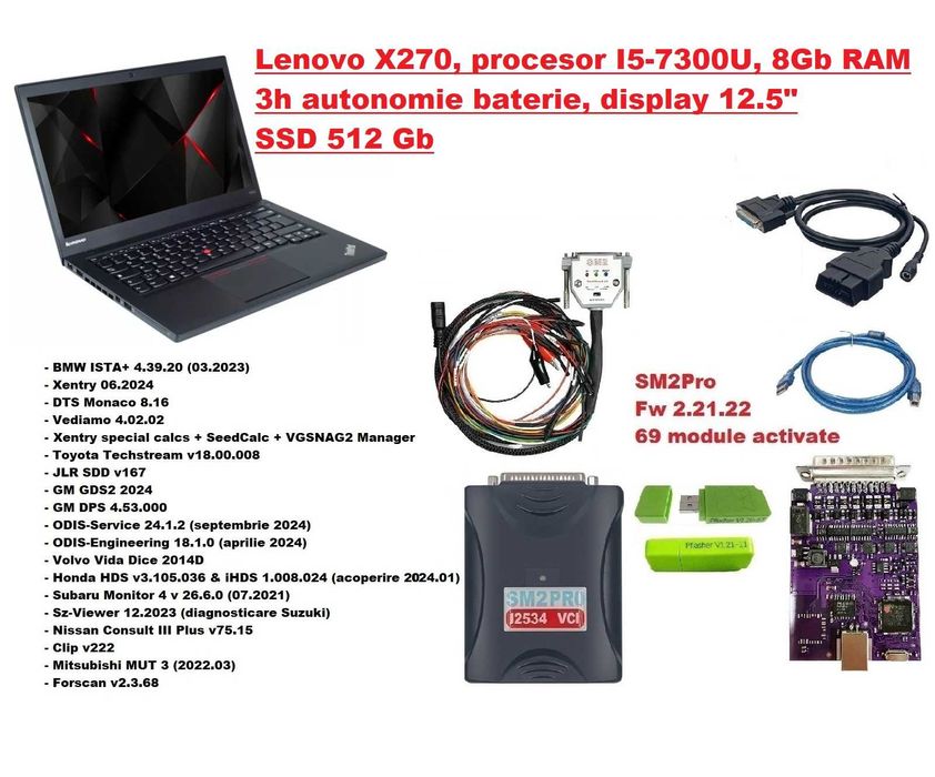 Lenovo X270 + Scanmatik 2 Pro, Passthru J2534 Odis Ista Xentry MUT3