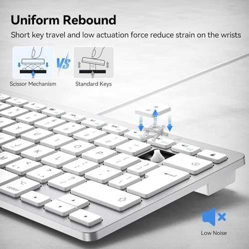 Нова TECKNET жична клавиатура за лаптоп Mac USB-C USB-A тиха компактна ергономична