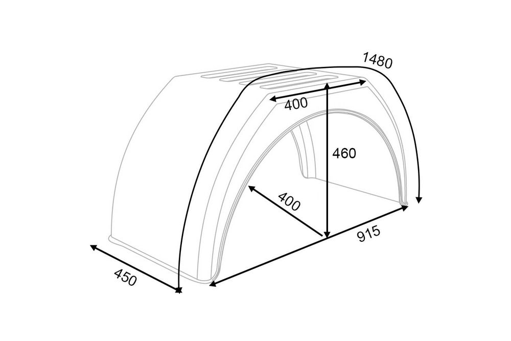 Калник двойна гума 14-16" цола тип трапец с бял кант 450х1480х880х400