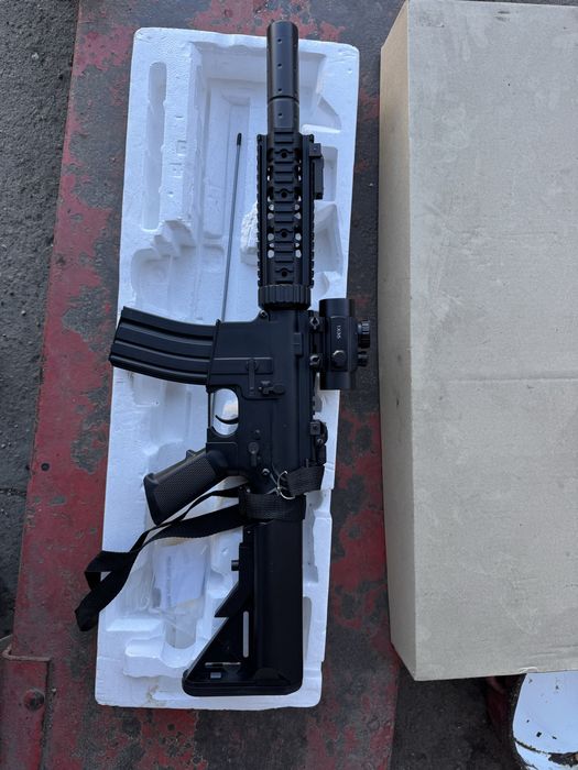 Pusca sniper electric, luneta cu infrarosu, masca protectie + bile