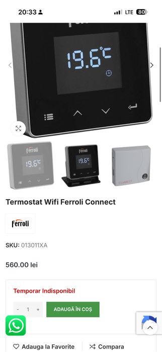 Termostat inteligent centrala special pt Ferroli