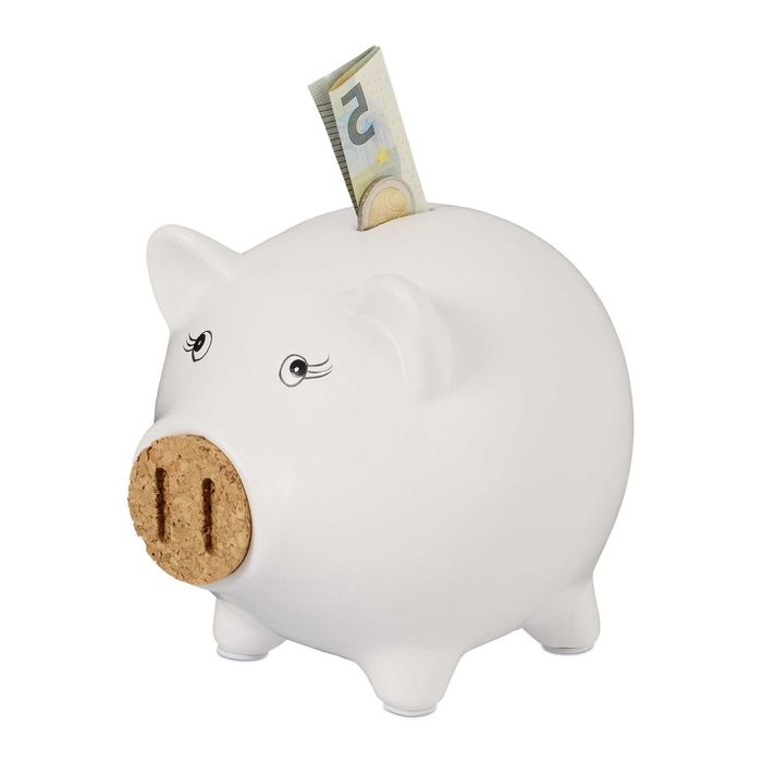 Pusculita Porcusor Alb cu Nas din Pluta Cadou Copii Adulti 15.5x19 cm