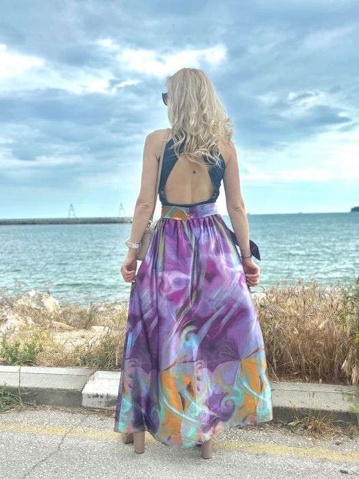 Нова дамска дълга сатенена пола