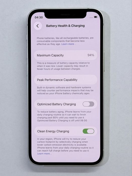 iPhone 12 mini Green 94% battery