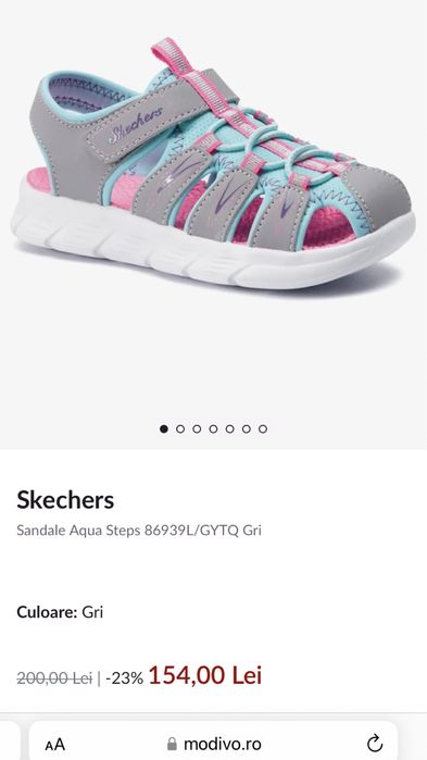 Skechers Sandale Aqua Steps 86939L/GYTQ Gri marime 31