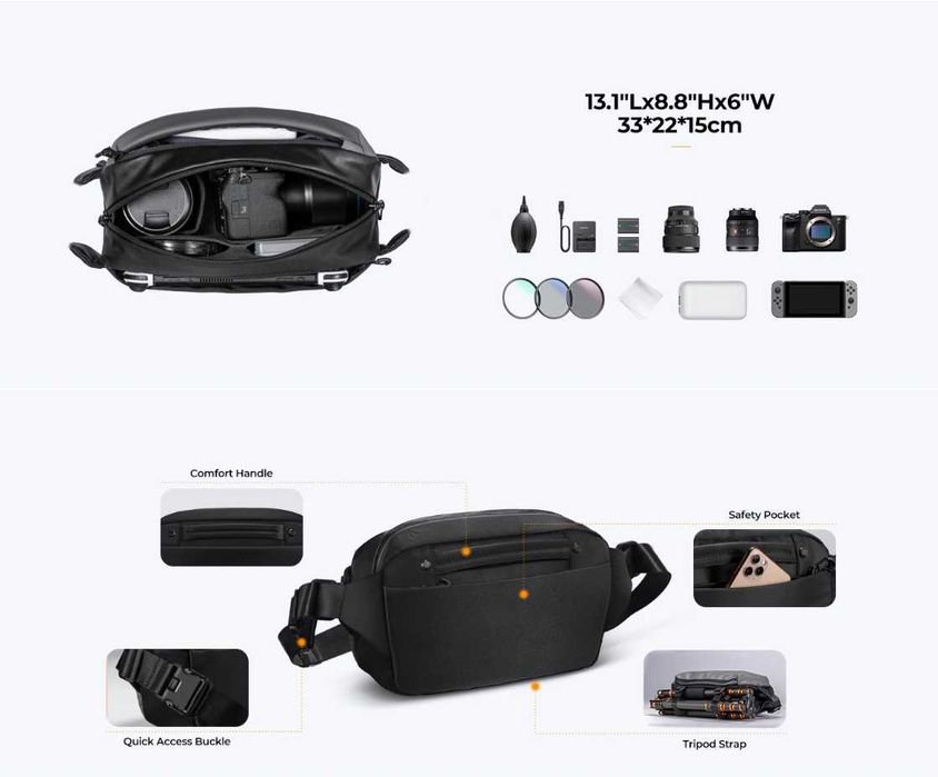 Чанта за фотоапарат  , обективи K&F , 10L / Canon , Sony и др