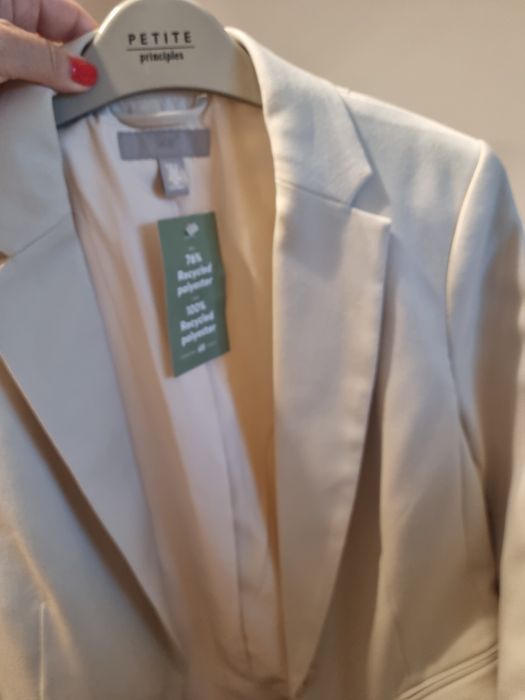 Sacou H&M crem si bleumarin 38 cambrat