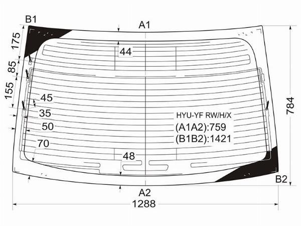 Стекло заднее с обогревом  Hyundai Sonata