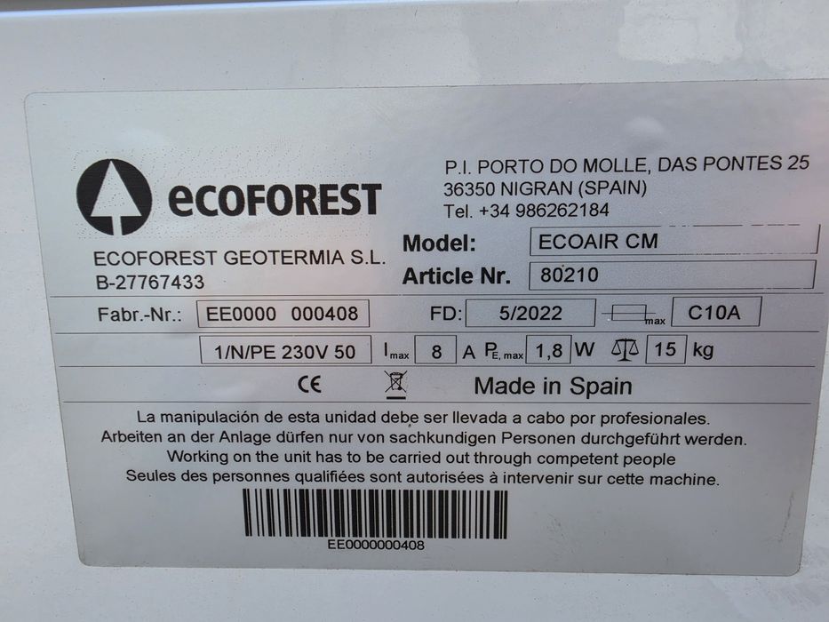 Нова термопомпа 12kw ECOAIR 3-12 PRO  R290