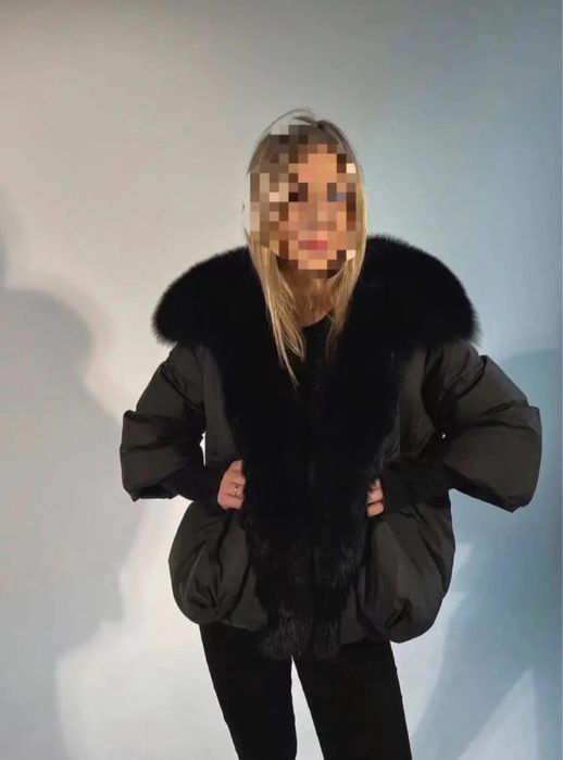 Дамско яке естествен косъм Nl Blk