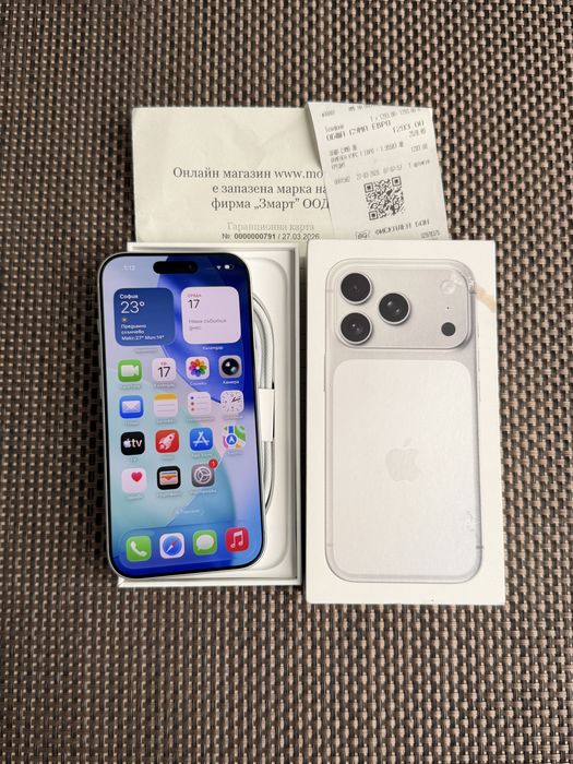 КАТО НОВ! 24М ГАРАНЦИЯ 256GB! iPhone 17 pro Silver айфон 17 про бял