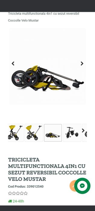 Tricicleta pliabilă multifunctionala 4in1 cu sezut reversibil Coccolle