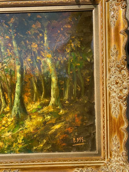 Tablou PEISAJ – PADURE, TOAMNA 110cm x 80cm, rama spectaculoasa lemn