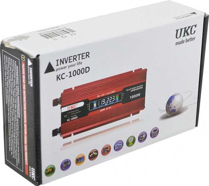 Инвертор преубразовател UKC с лед дисплей за кола 12-220v-2000вата