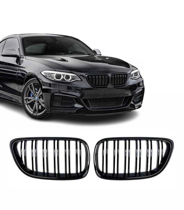 Grile duble BMW Seria 2 F22 F23 F87, 2014-2021, Negru Lucios, RADUS