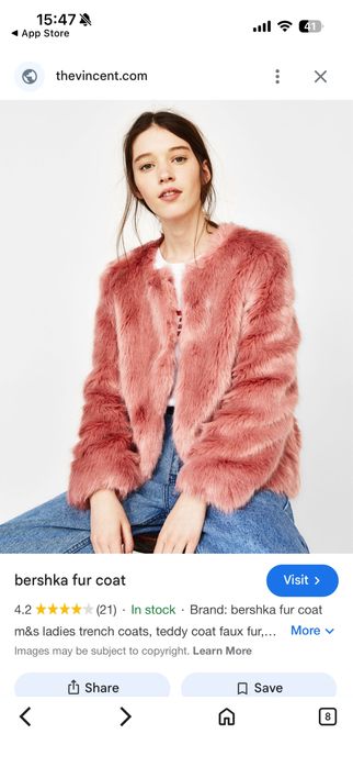 Пухено розово палто Bershka