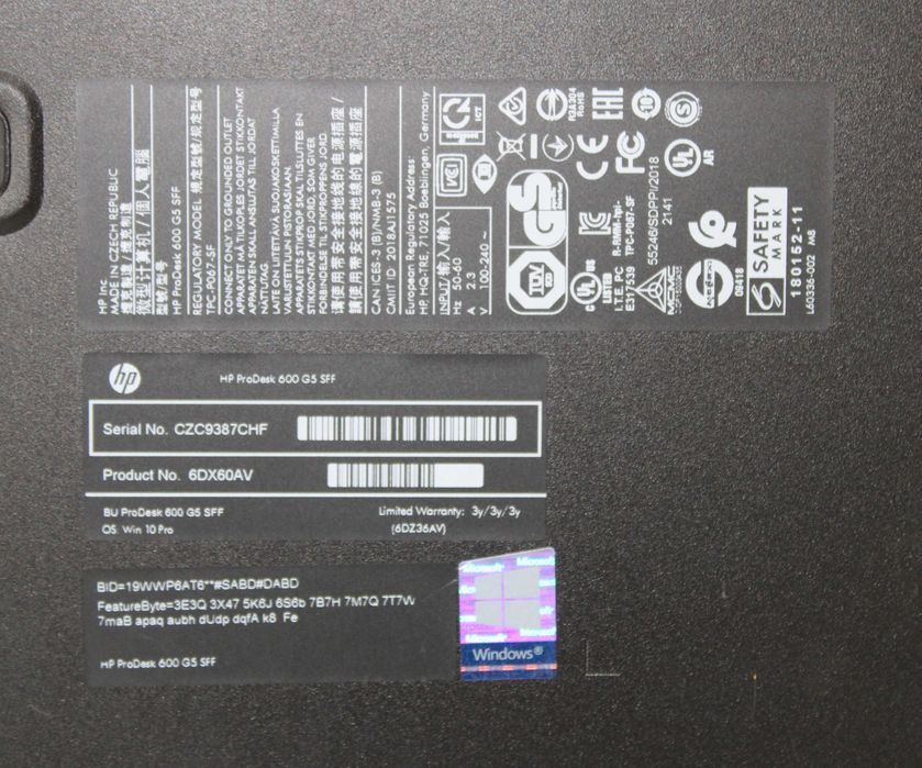 Компютър HP ProDesk 600 G5 SFF/i5-9500/8GB DDR4/256SSD