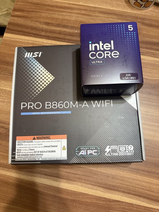 Kit Pc Placa de baza B860 Wifi+ Procesor CPU Intel Core Ultra 5 225 SIGILAT
