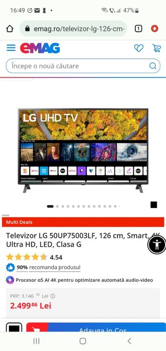 Tv LG smart ultra HD 4k LED clasa G