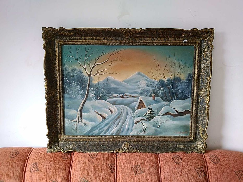 Pictura veche "iarna pe ulita"
