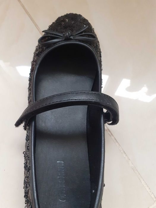 Pantofi fete, negri, cu paiete, marimea 34, Deichmann