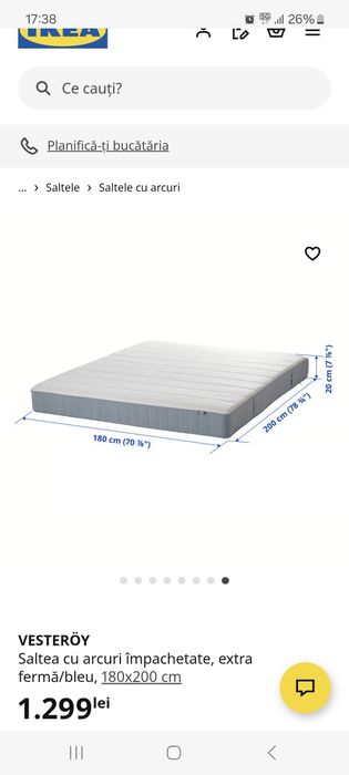 Saltea cu arcuri împachetate VESTEROY