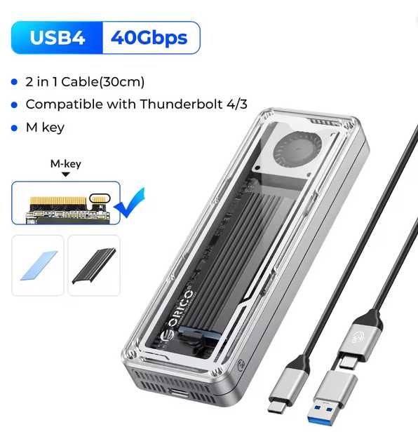 SSD Crucial P3 Plus NVMe M.2 4TB PCIe 4.0 X4 4000GB + case ORICO USB4 Solid State Drive GARANTIE 10.2030 CA NOU 2.92 TBW CT4000P3PSSD8